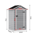 4.4x3.4ft Apex Roof Garden Plastic Storage Shed With Lockable Door | Medium | Black & Grey