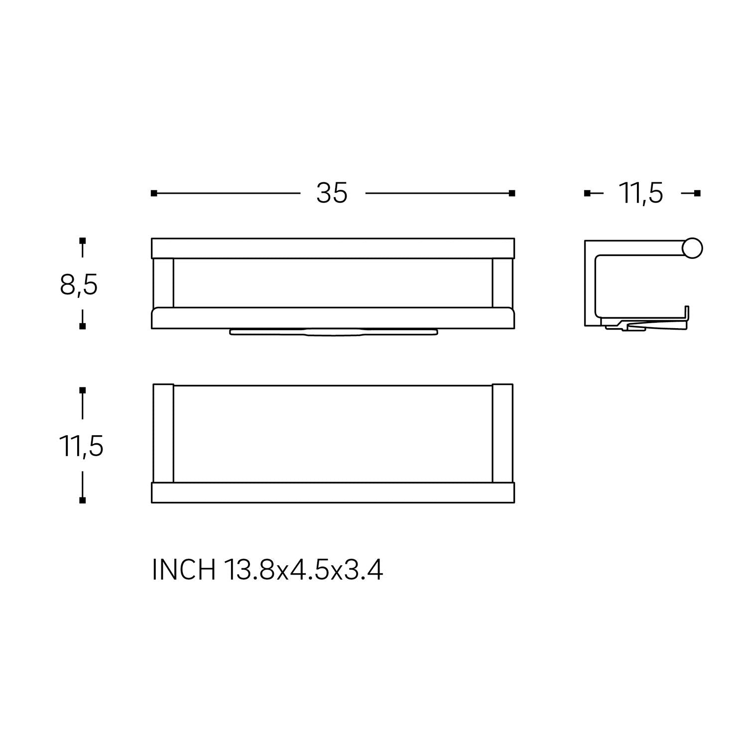 Bathroom Shelf, Organizer, Glass Wiper Copper Pvd Architect S+ Collection