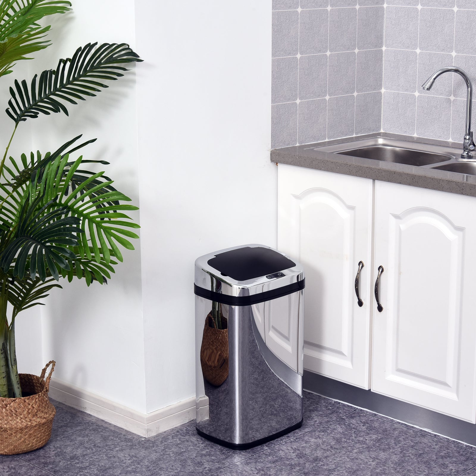 30l Automatic Kitchen Bin With Lid Infrared Motion Sensor