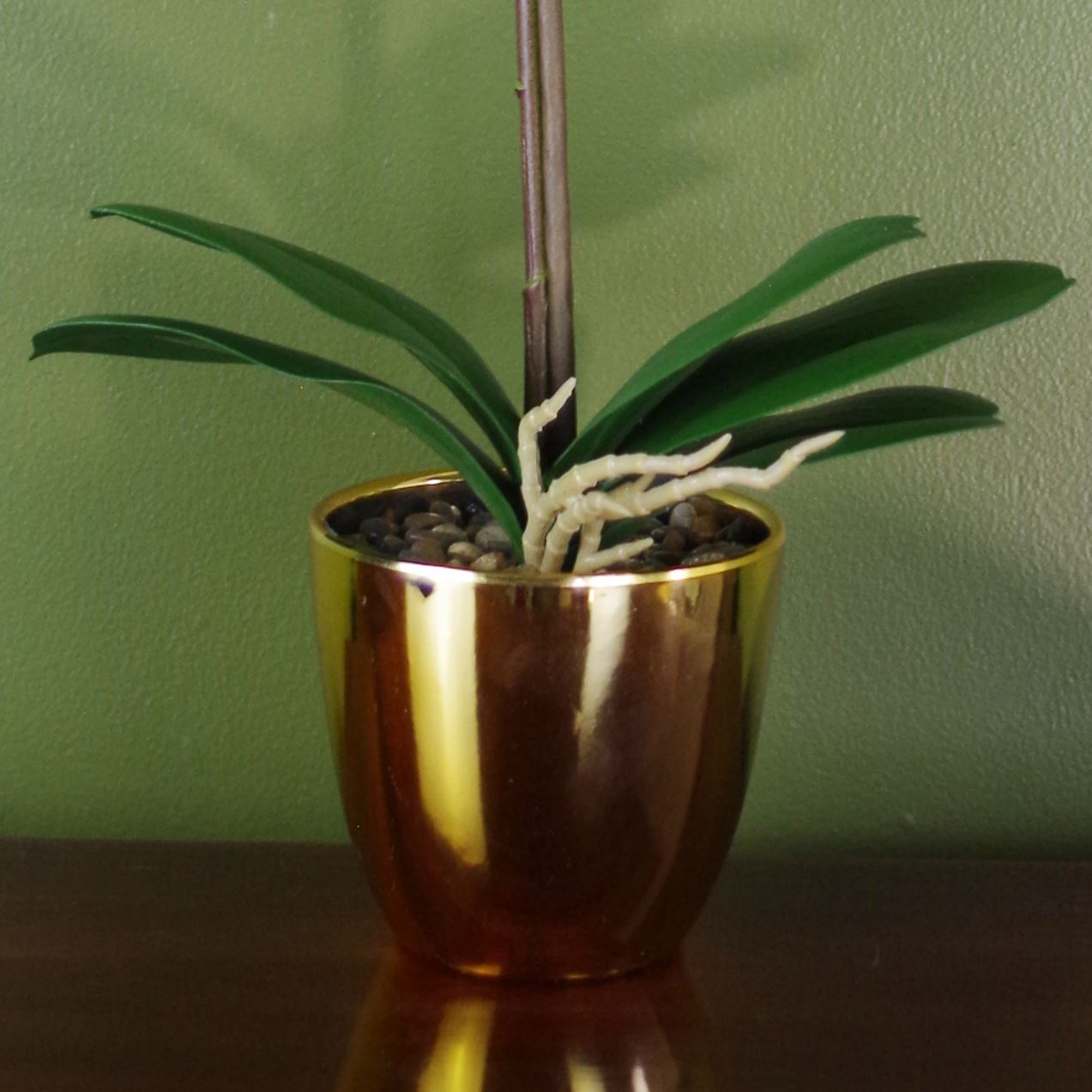 46cm Artificial Orchid White And Gold