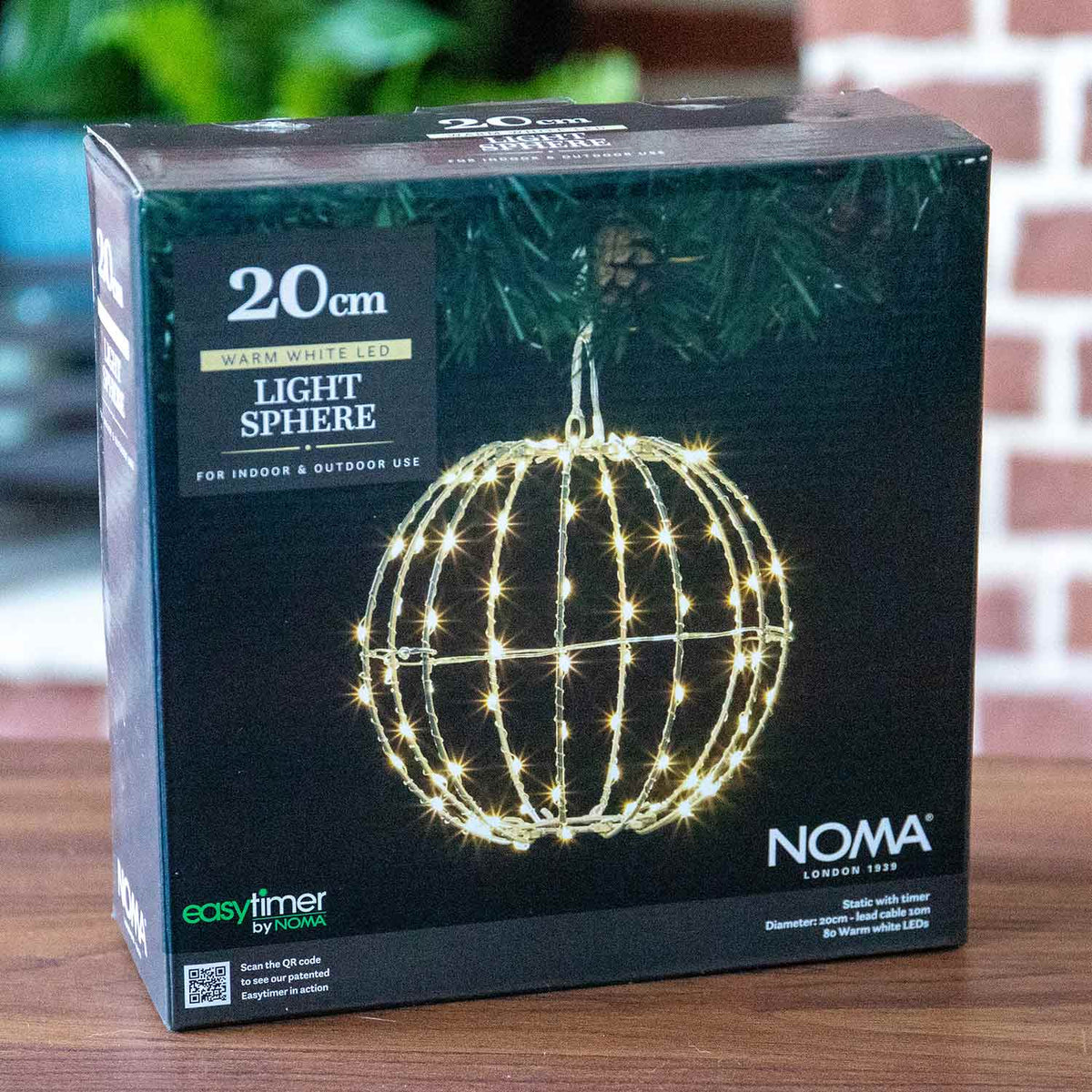 20cm Led Wire Sphere 80 Leds Warm White Mains Powered | Set of 1 | White