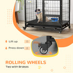 Heavy Duty Dog Crate W/ Bowl Holder, Openable Top
