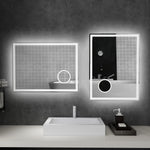 Led Lighted Bathroom Mirror With 3x Magnifying Mirror