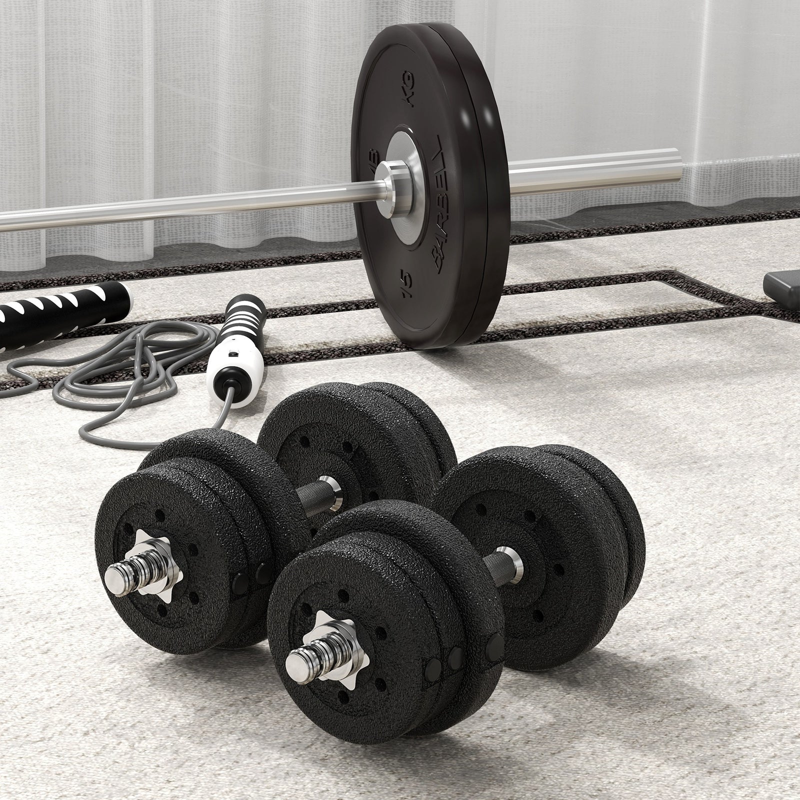 25kg Adjustable Dumbbells Weight Set | Black