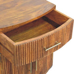 Artisan Furniture Solid Wood,  Curved Ribbed Bedside With Drawer