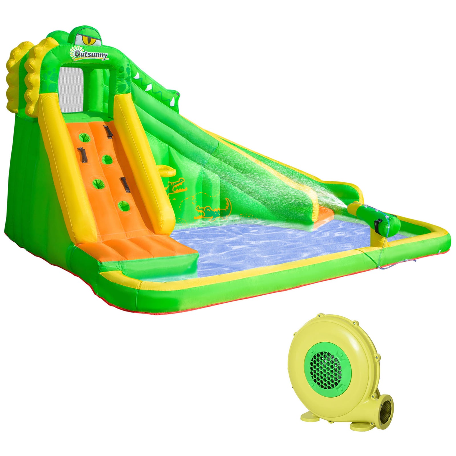 Kids Bouncy Castle With Slide Pool Basket Gun Climbing Wall W/ Blower