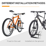 Bike Rack Floor Stand 3 Racks | Black