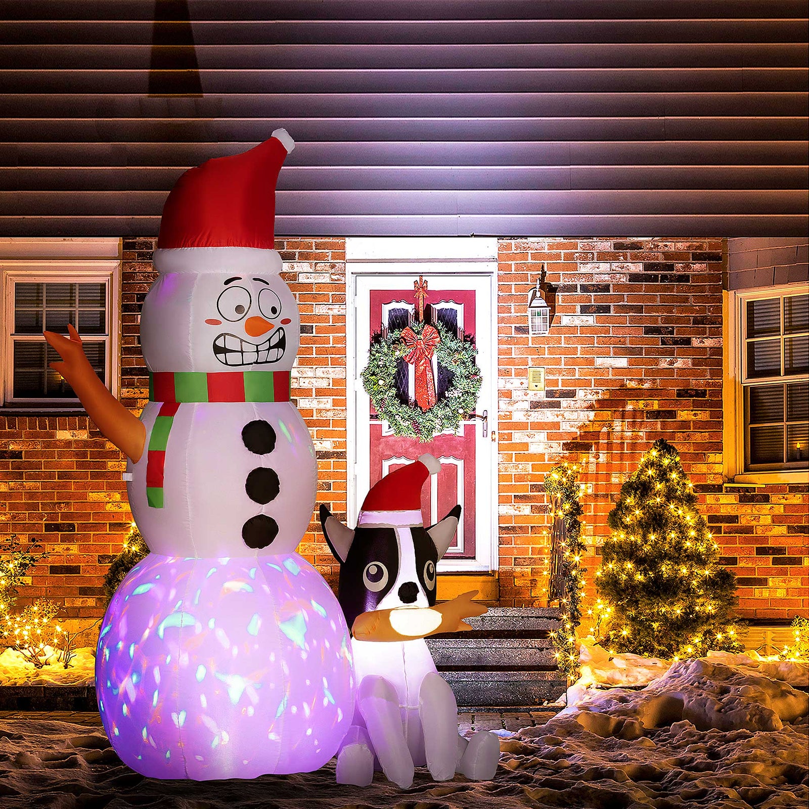 6.2ft Christmas Blow Up Snowman With Dog