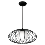 Kronos Pendant Lamp 1xe14 Industrial Chic With The Flattened Cage Surrounding The Elegant Glass Shade