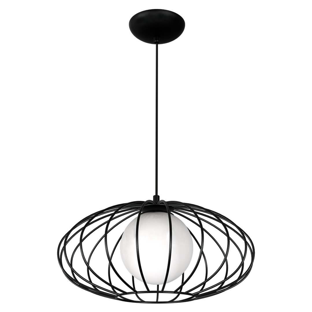 Kronos Pendant Lamp 1xe14 Industrial Chic With The Flattened Cage Surrounding The Elegant Glass Shade