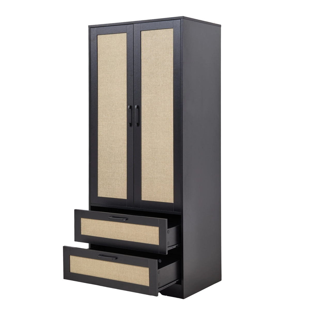 2-door Wardrobe With 2 Drawers | Black