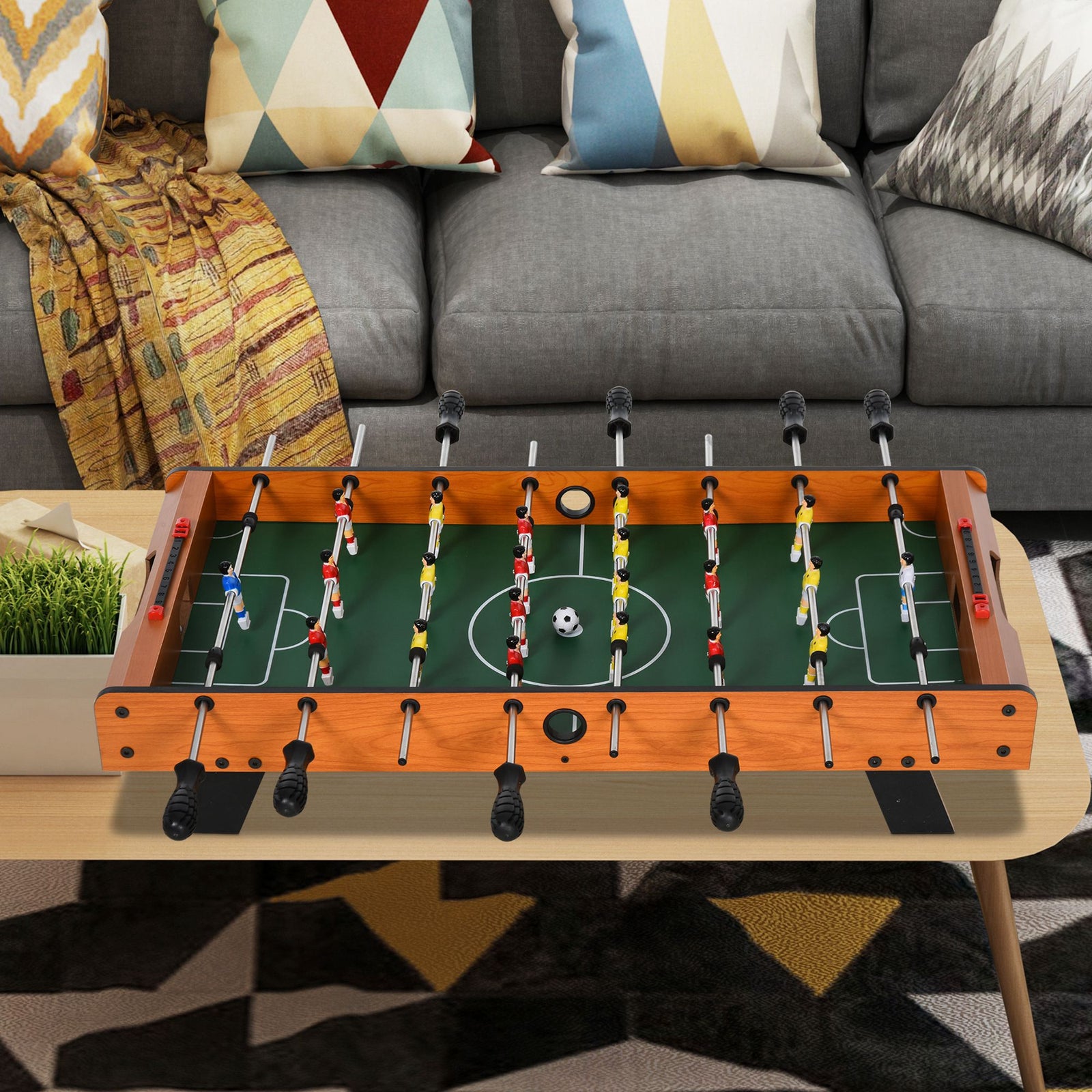 Football Game Table 84.5cm Wood Soccer Arcade Game Room | Yellow