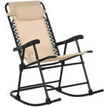 Folding Rocking Chair Zero Gravity With Headrest | Beige