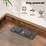 Bedside Table Nightstand Usb Charger Outlet Rgb Led 3 Drawers Oak | Oak