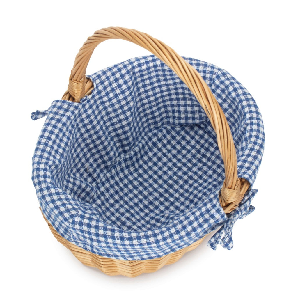 Wicker Shopping Basket Buff Willow Oval Shopper | Blue