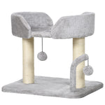 42cm Indoor Cat Tree, Kitty Play Tower W/ Toy Balls, Jute Scratching Post | Gray