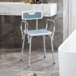 Eva Padded Shower Stool With Back And Arms Foot Pads | One Size | Light Blue