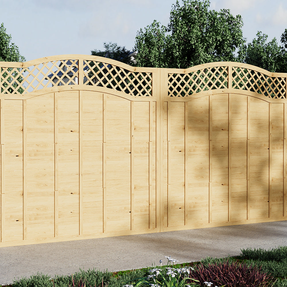 Omega Spruce Wood Fence Panel With Lattice Top 180cm W X 90/120/180cm H – Natural Finish, Durable, Easy Diy Garden Privacy Screen | Large