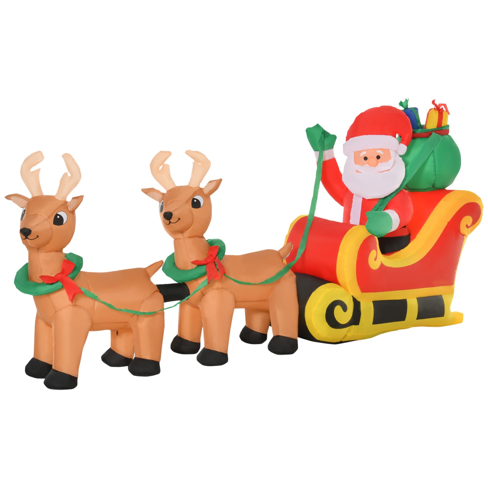 8ft Christmas Inflatable Santa Claus On Sleigh Led