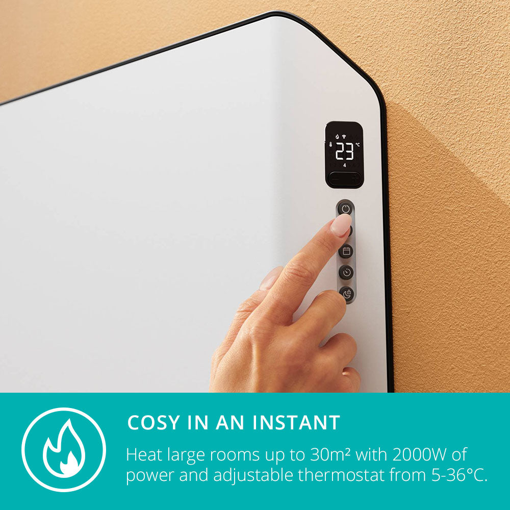 Edge 2000 Smart Convector Heater, 2000w Heating Power, Rooms Up To 30m2 - White