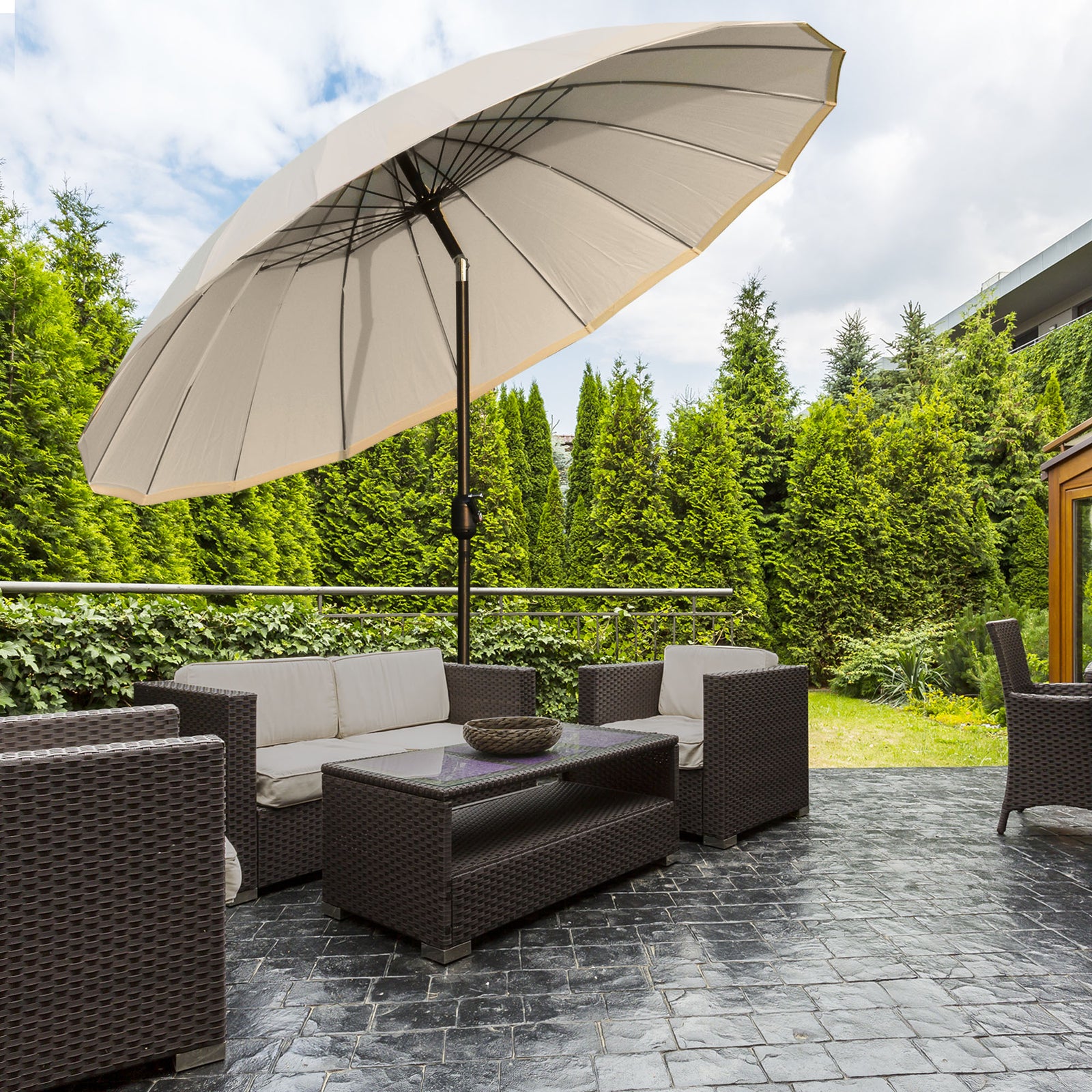 2.5m Curved Parasol With Metal Pole | White