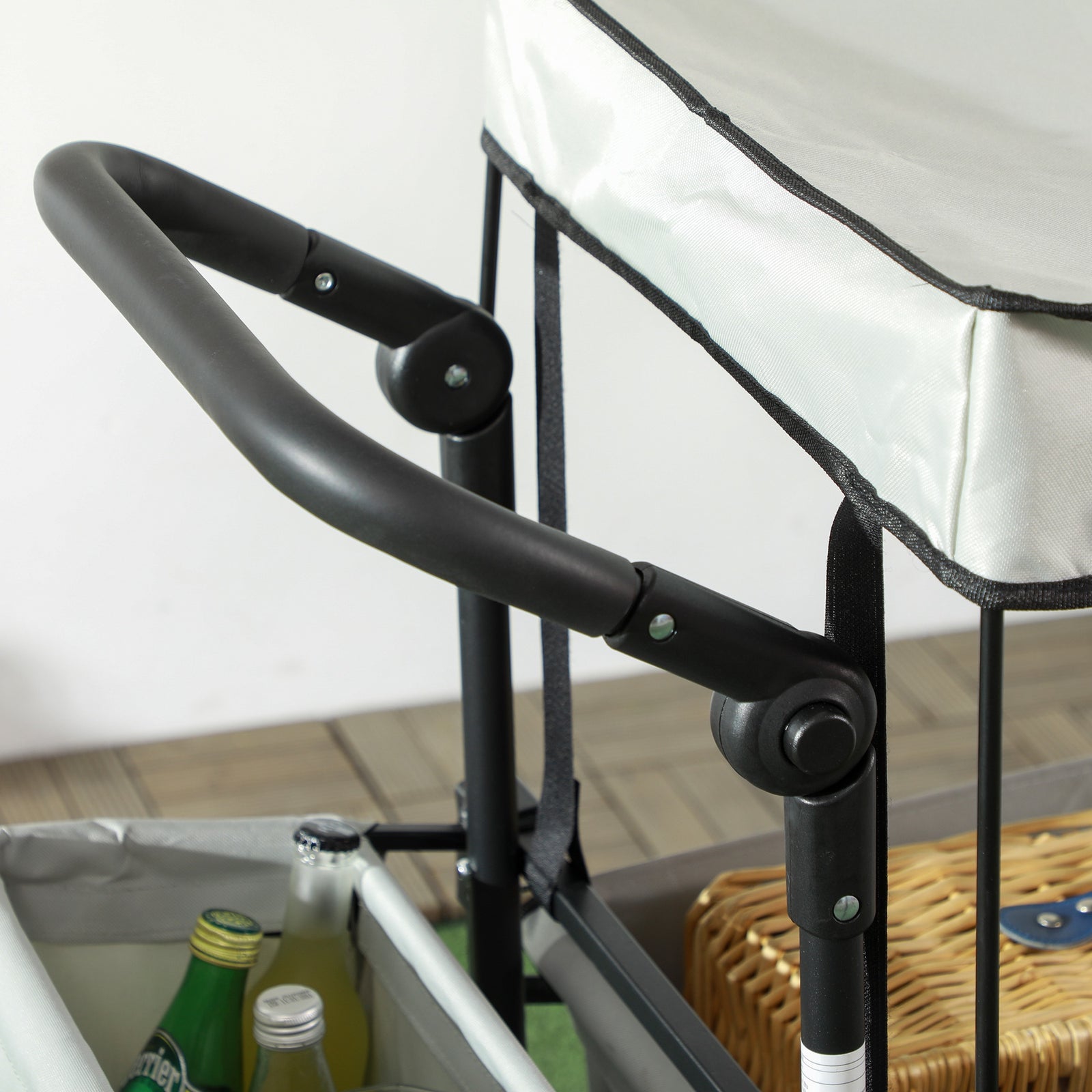 Trolley Cart Storage Wagon With Handle, Canopy Black