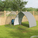 Pawhut Walk-in Chicken Run With Cover, For Chickens | Silver