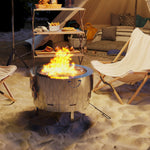Stainless Steel Fire Pit W/ Grill, Silver