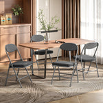 Folding Chairs Set Of 4 With Cushioned Seat, Steel Frame, Dark Grey | Dark Grey