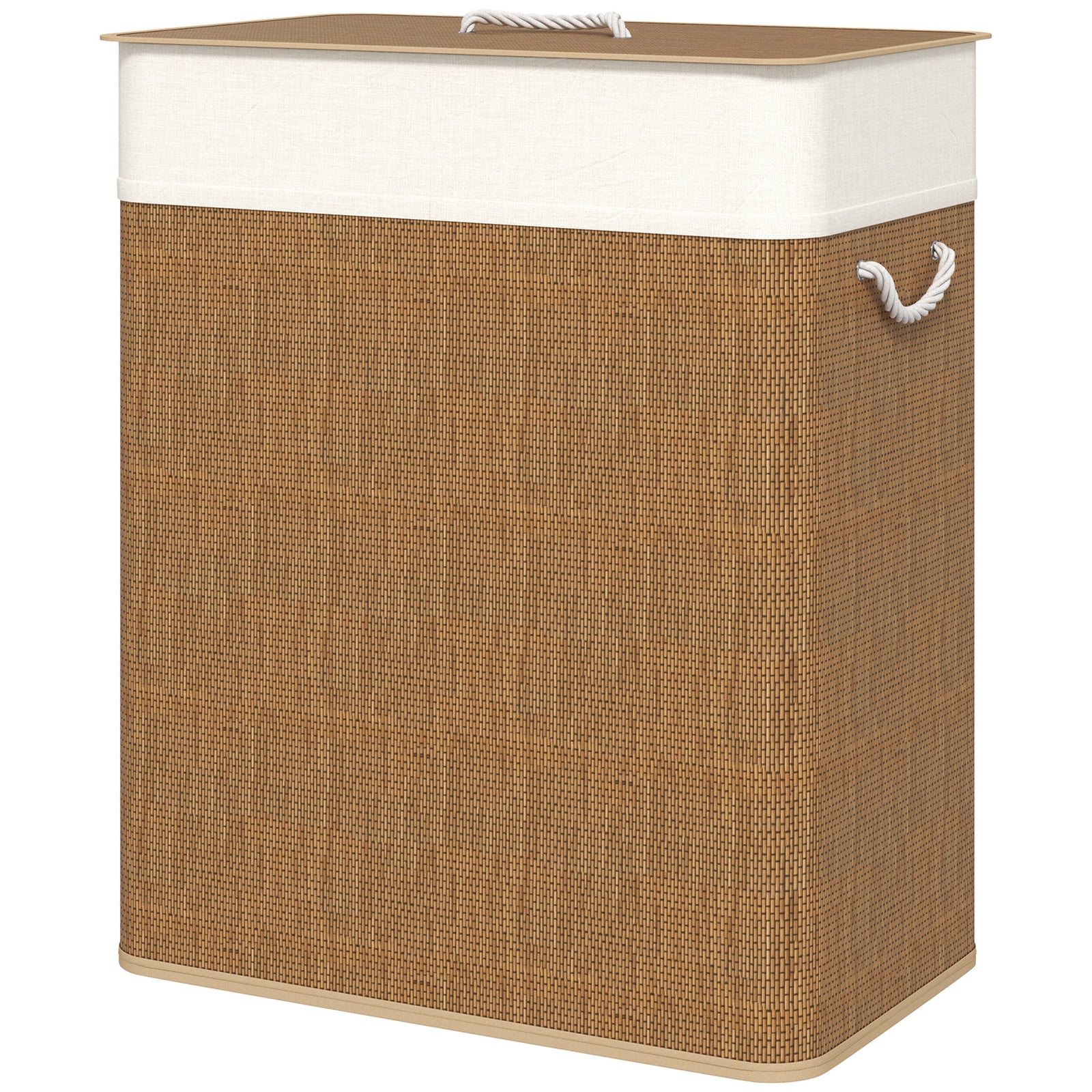 100l Laundry Basket With Lid, Washing Basket For Bathroom | Brown