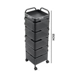 Multi-layer Storage Shelf Trolley 3/4/5 Tier Square Organizer Rack With Swivel Design For Kitchen | Large | Black