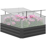 Raised Garden Bed With Greenhouse Dark Grey