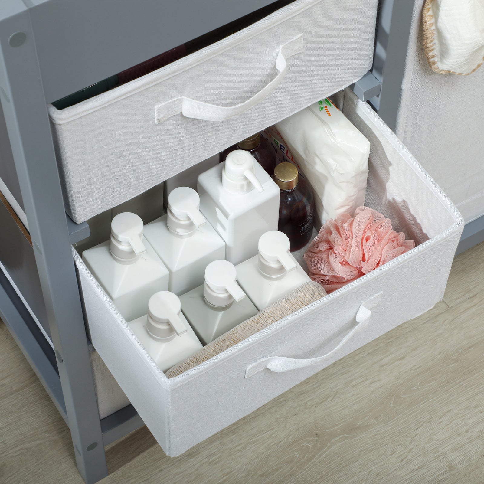 Baby Changing Unit With 4 Drawers, Diaper Changing Table | Grey