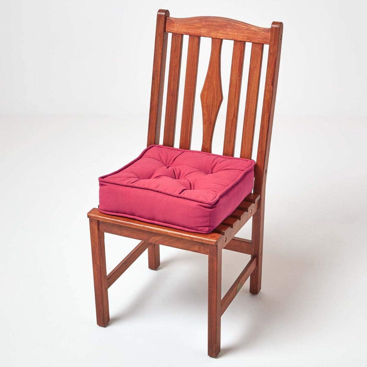 Cotton Dining Chair Booster Cushion | 40cm x 40cm | Red