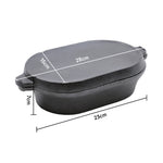 23cm W X 15cm D Black Oval Cast Iron Frying And Stewing Pot