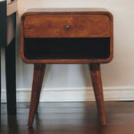 Solid Wood Curve Open Slot Chestnut Bedside