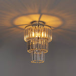 Modern 3-circle Crystal Chandelier Chrome Flush Mount Ceiling Light Droplet Crystal Shade Led Fixture