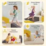Kids Soft Play Set, 7 Piece Foam Climbing Blocks | Yellow