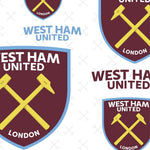 West Ham United FC Gift Wrap, 2 Sheet 2 Tag, Official Product