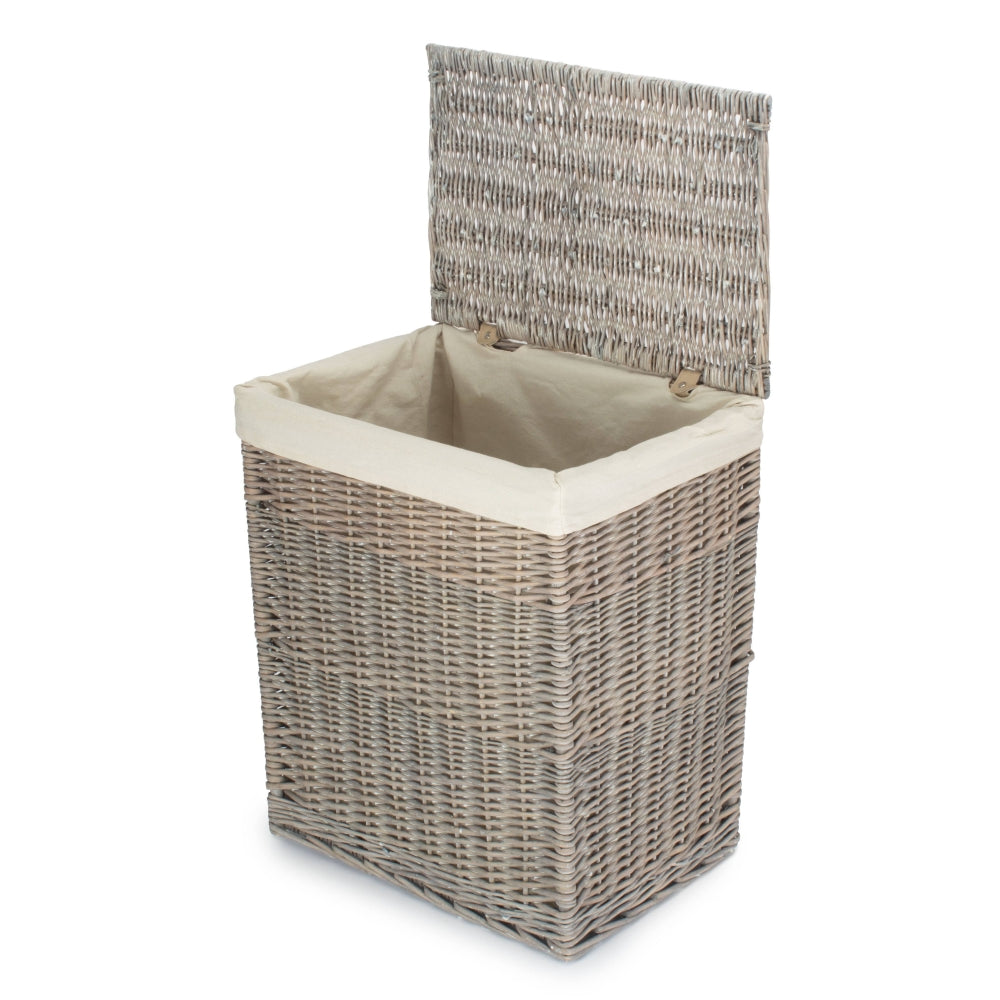 Slim Grey Wash Wicker Laundry Basket | One Size