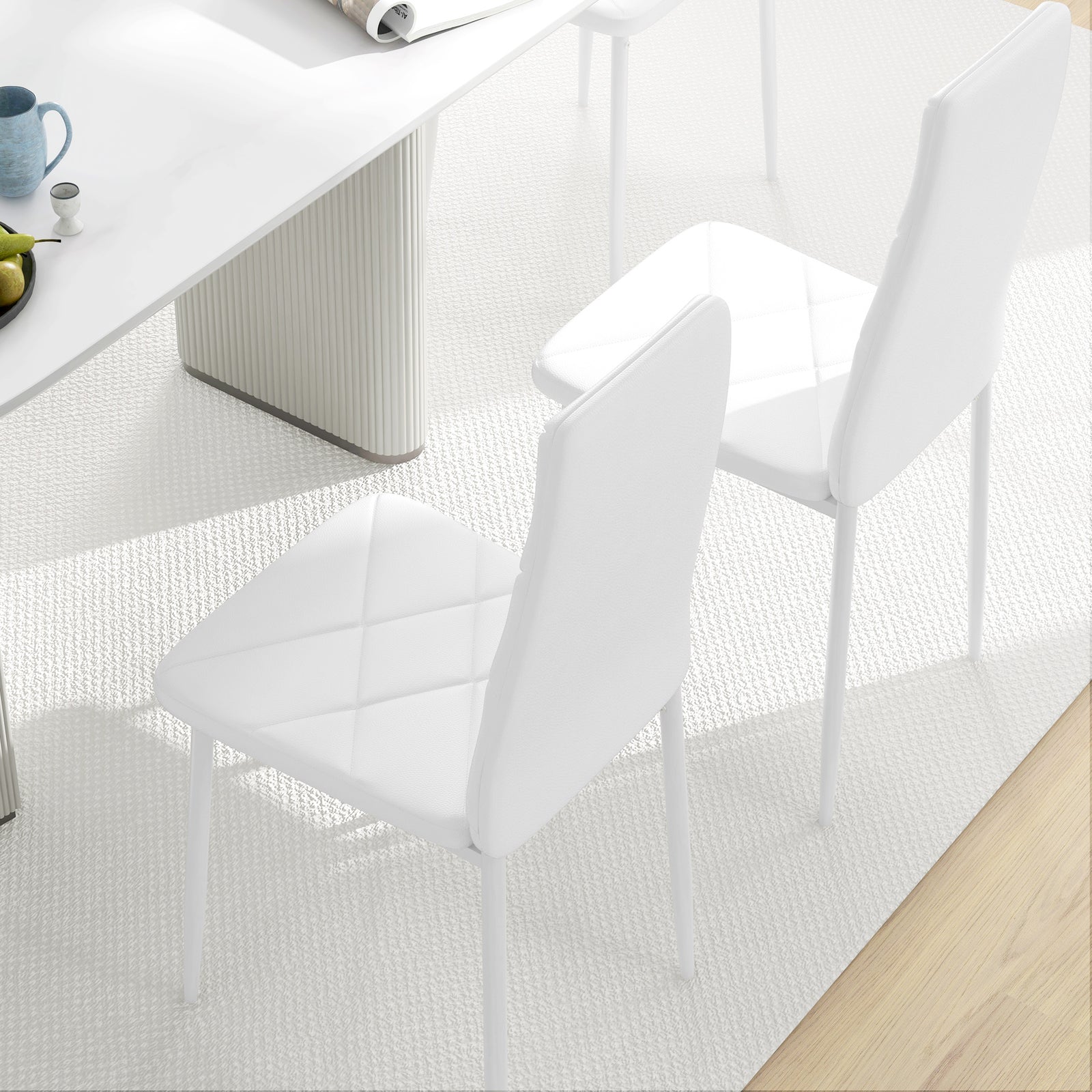6-pieces Dining Chairs, Faux Leather Kitchen Chairs | White