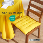 100% Cotton Seat Pads Plain Chair Cushions For Dining Room, Kitchen, Or Outdoor Garden Use | Set-of-1 | Yellow