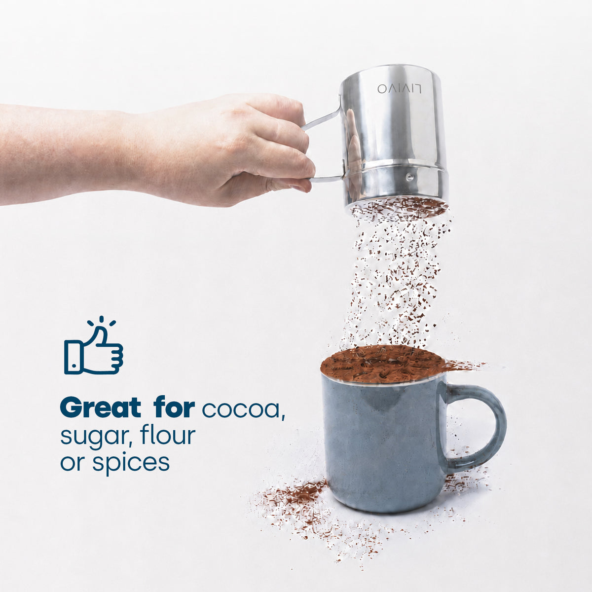 Livivo Stainless Steel Cocoa Shaker For Coffee And Desserts