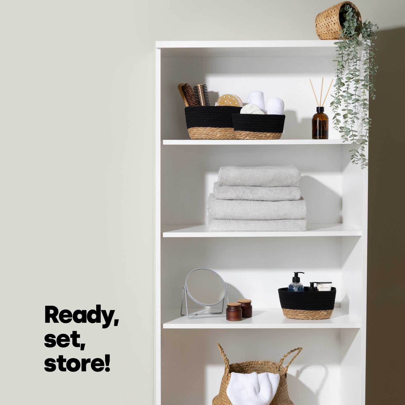 Tulla Seagrass Basket Set -charcoal