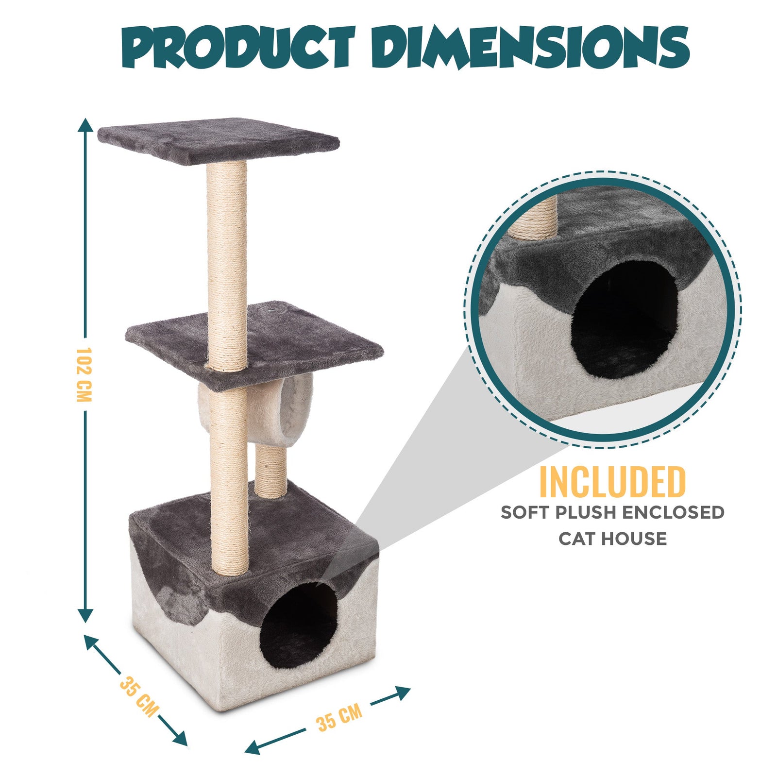 3 Tier Cat Activity Tree And Scratching Post