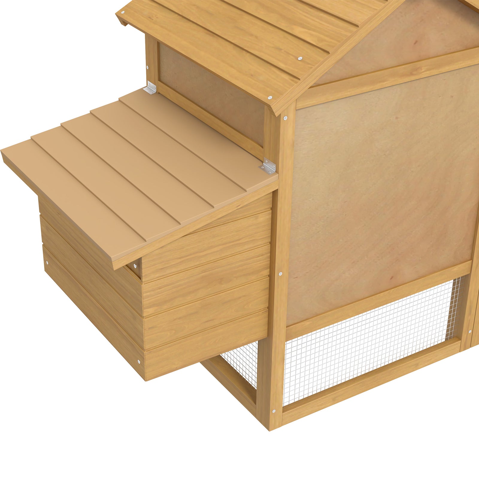 Pawhut Chicken Coop Hen Cage Small Animal Hutch Nesting Box Outdoor Run | Brown
