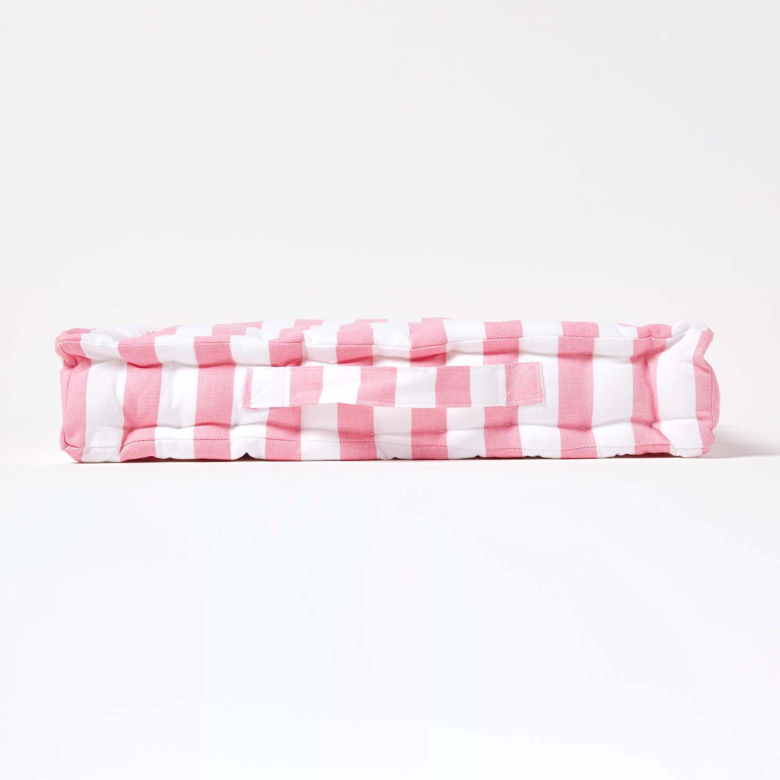 Cotton Thick Striped Floor Cushion | 40cm x 40cm | Pink