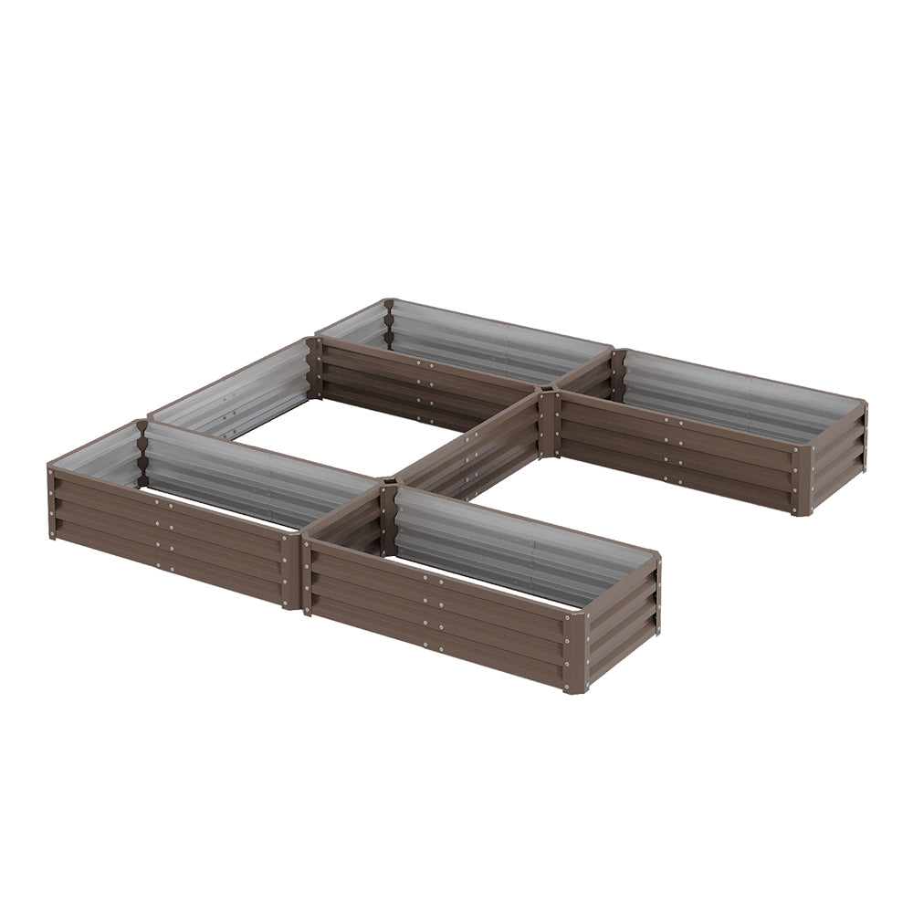 U-shaped Raised Garden Bed With 5 Compartments | One Size | Brown