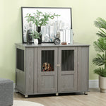 Dog Cage End Table W/ Magnetic Doors - Grey