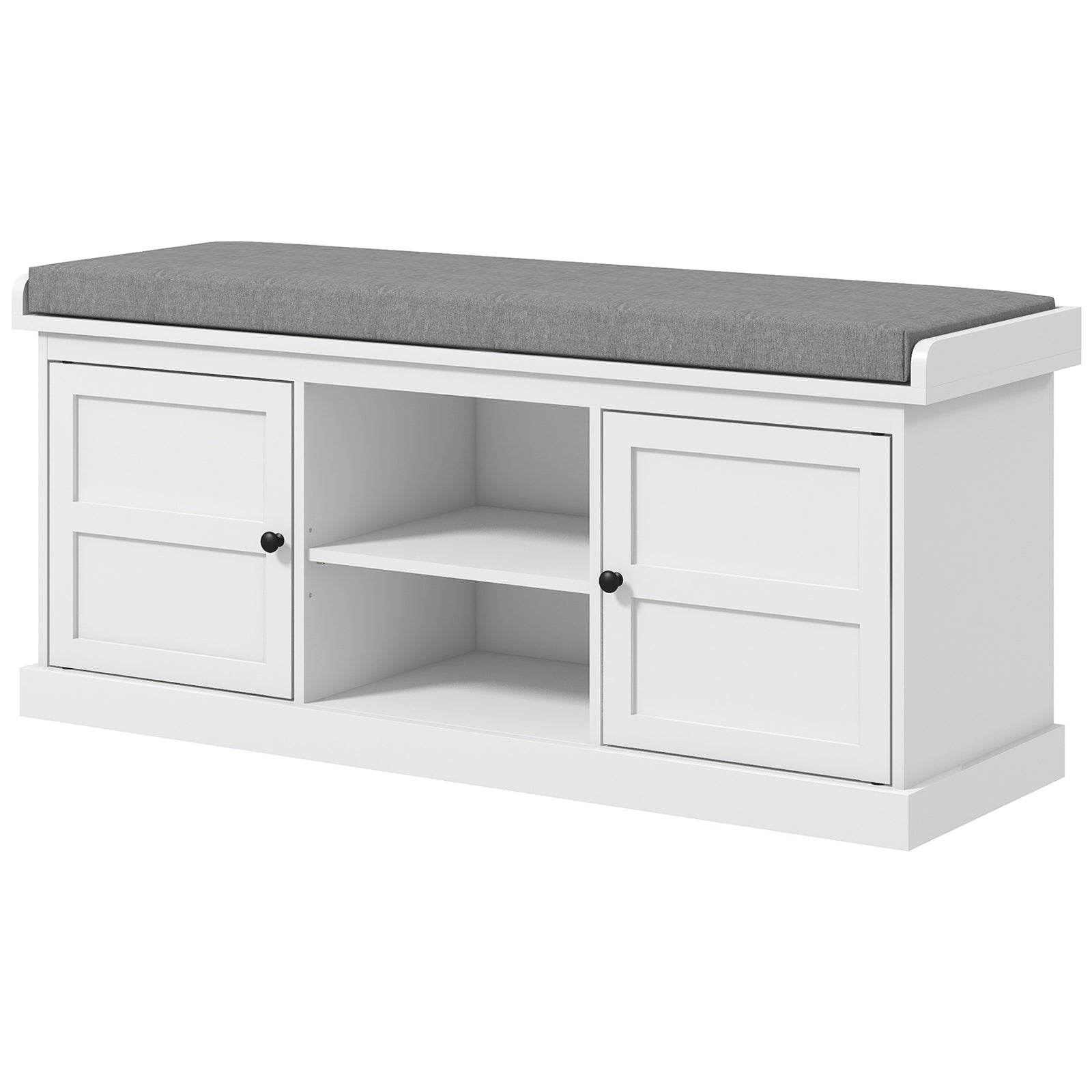 Shoe Storage Bench With Cushion 2 Cabinets For Entryway